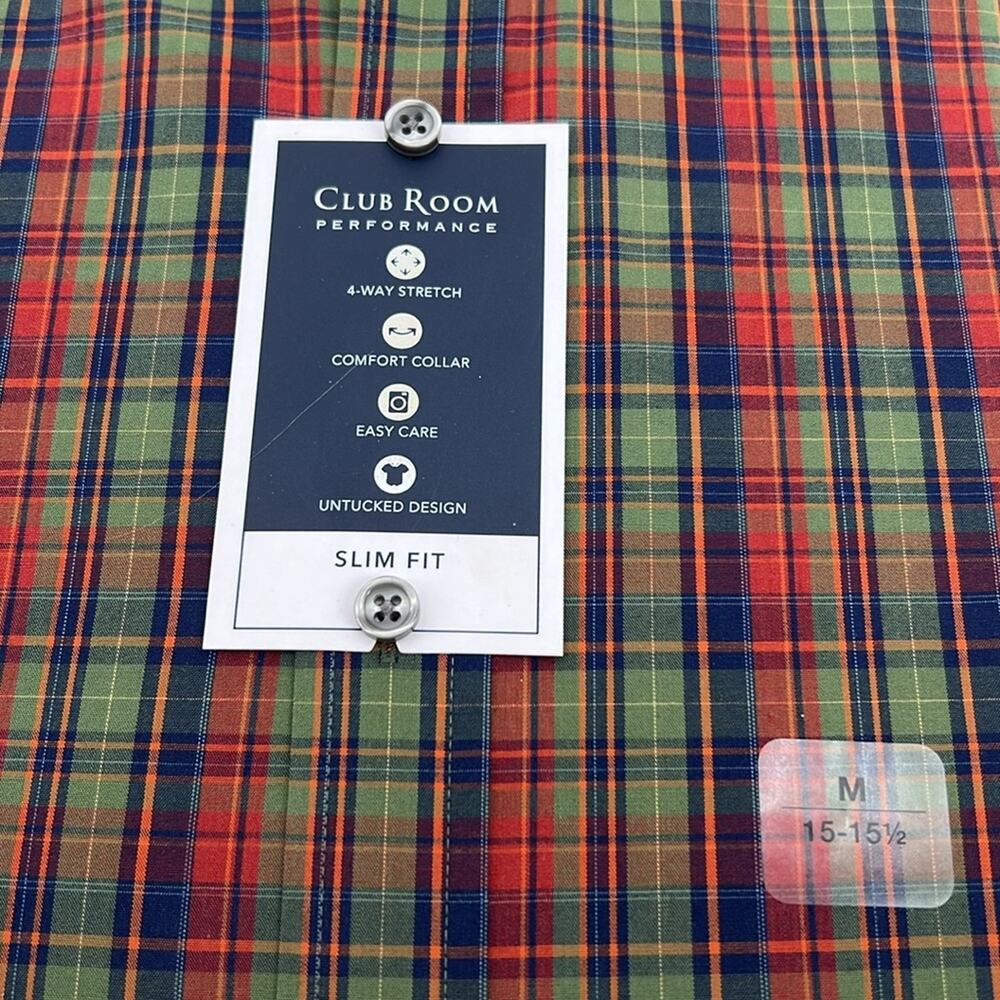 Club Room Performance Slim Fit Long Sleeve - Red/Green - Medium - NWT - Picture 2 of 4